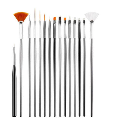 Nail Art Design Brushes Dotting Pen Tool Set Painting UV Gel Drawing Brush 15PCS - Aimall