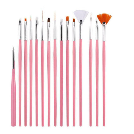 Nail Art Design Brushes Dotting Pen Tool Set Painting UV Gel Drawing Brush 15PCS - Aimall