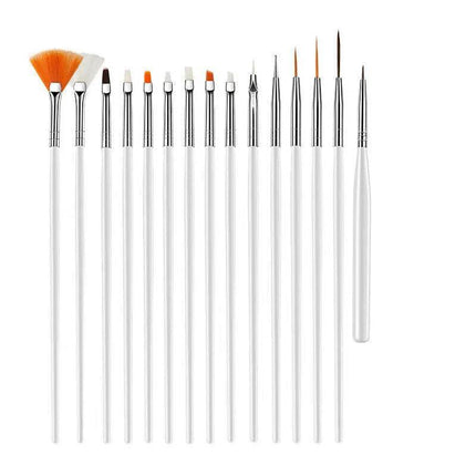 Nail Art Design Brushes Dotting Pen Tool Set Painting UV Gel Drawing Brush 15PCS - Aimall