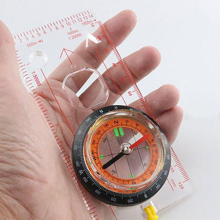 1/2X Orienteering Baseplate Compass Hiking Camping Lensatic Map Tactical Army AU - Aimall
