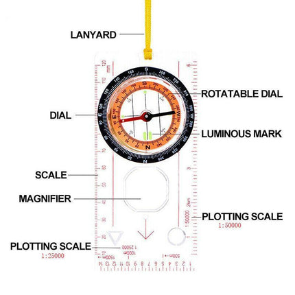 1/2X Orienteering Baseplate Compass Hiking Camping Lensatic Map Tactical Army AU - Aimall