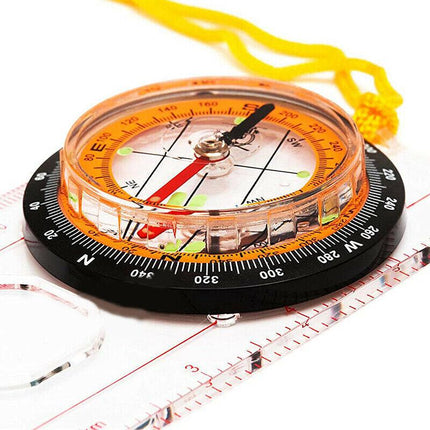 1/2X Orienteering Baseplate Compass Hiking Camping Lensatic Map Tactical Army AU - Aimall