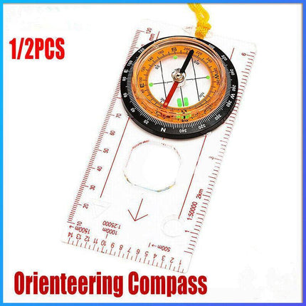 1/2X Orienteering Baseplate Compass Hiking Camping Lensatic Map Tactical Army AU - Aimall