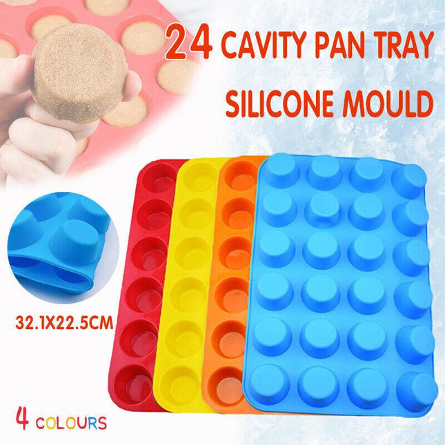 24 Cavity Pan Tray Silicone Mini Cupcake Cookie Baking Mold AU - Aimall