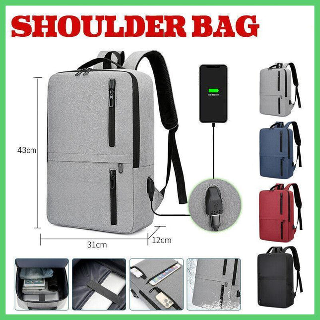 New shoulder bag male large capacity bag charging USB business bag school bag AU - Aimall