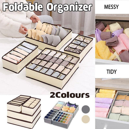 4 PCS/Set Foldable Storage Drawer Organizer Bra Underwear Closet Divider Kit New - Aimall