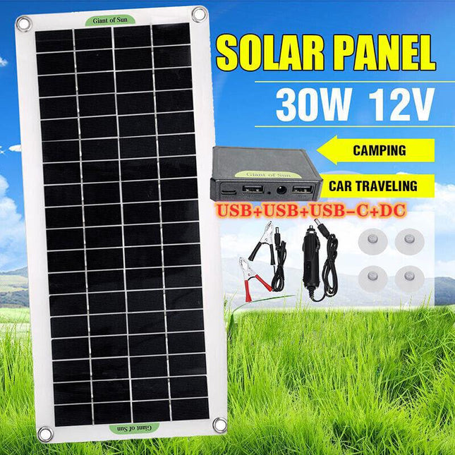 30W USB Solar Panel Kit Battery Charger Controller Caravan Boat Outdoor Camping - Aimall