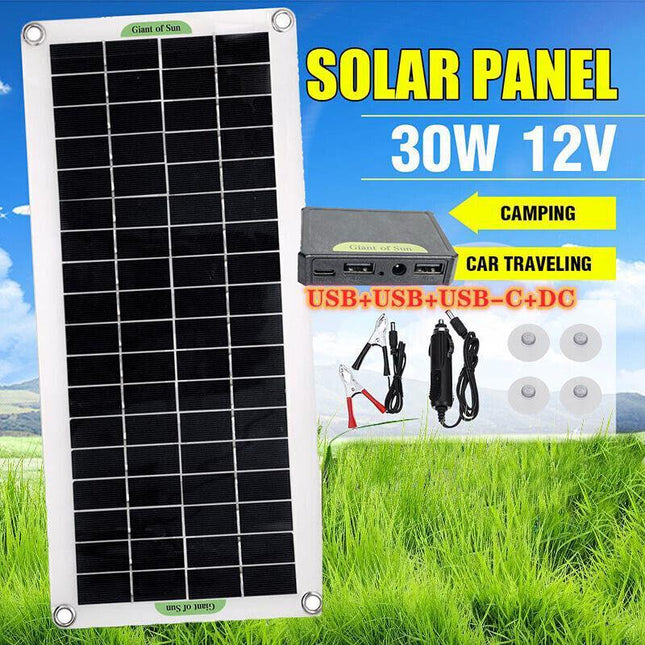 30W USB Solar Panel Kit Battery Charger Controller Caravan Boat Outdoor Camping - Aimall