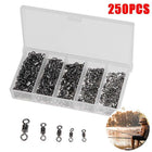 250PCS/Box Fishing Ball Bearing Swivels Solid Ring Hooks Connectors Tackle Tools - Aimall