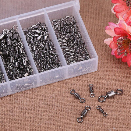 250PCS/Box Fishing Ball Bearing Swivels Solid Ring Hooks Connectors Tackle Tools - Aimall