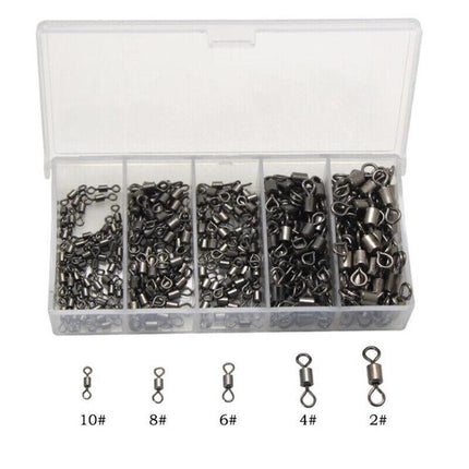 250PCS/Box Fishing Ball Bearing Swivels Solid Ring Hooks Connectors Tackle Tools - Aimall