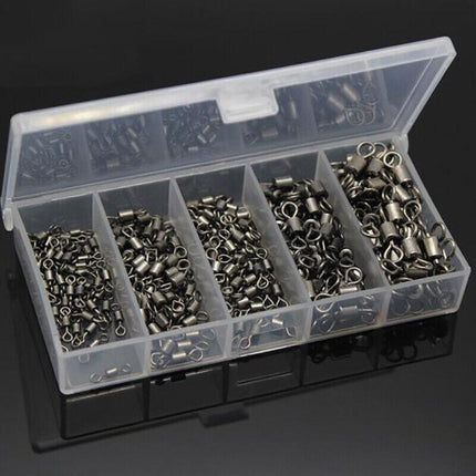 250PCS/Box Fishing Ball Bearing Swivels Solid Ring Hooks Connectors Tackle Tools - Aimall