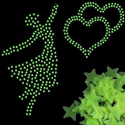 100 Pieces Glow In The Dark Stars Wall Stickers Luminous Stars Decal Kids Room - Aimall