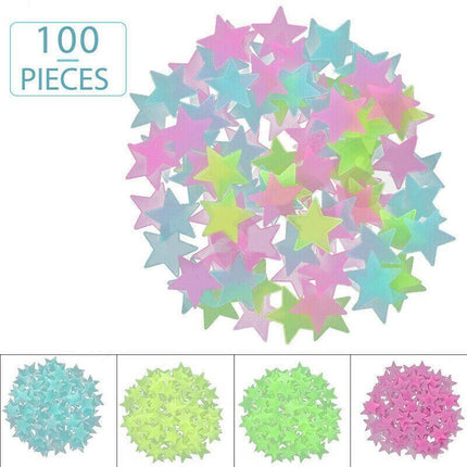 100 Pieces Glow In The Dark Stars Wall Stickers Luminous Stars Decal Kids Room - Aimall