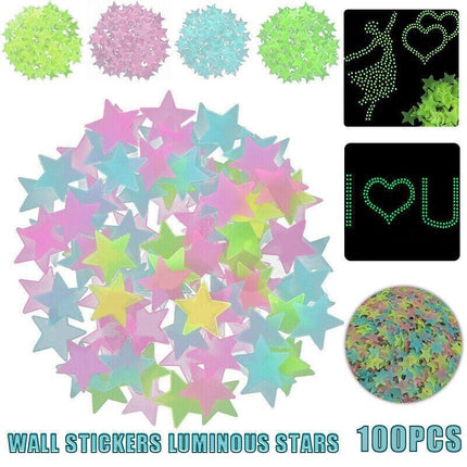 100 Pieces Glow In The Dark Stars Wall Stickers Luminous Stars Decal Kids Room - Aimall