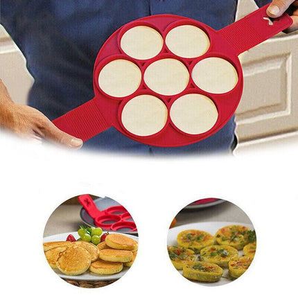 Silicone Non Stick Flipper Pancake Pan Perfect Breakfast Maker Egg Omelette Tool - Aimall