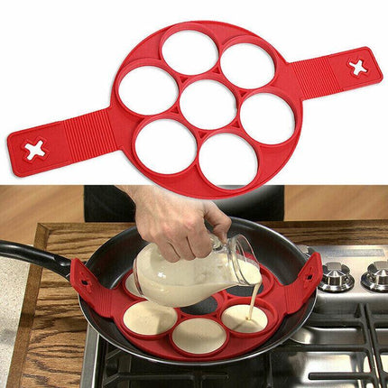 Silicone Non Stick Flipper Pancake Pan Perfect Breakfast Maker Egg Omelette Tool - Aimall