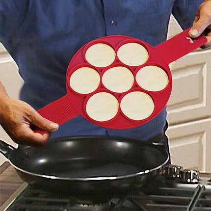 Silicone Non Stick Flipper Pancake Pan Perfect Breakfast Maker Egg Omelette Tool - Aimall