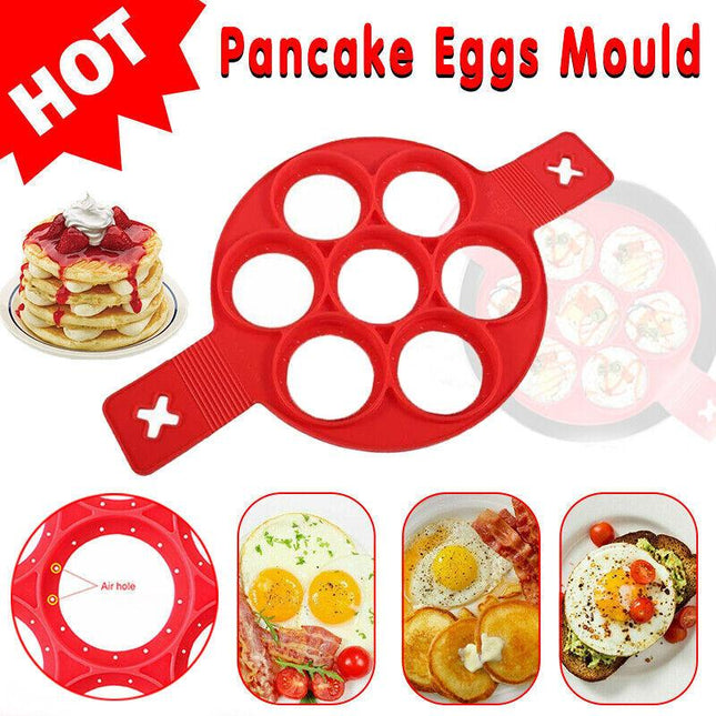 Silicone Non Stick Flipper Pancake Pan Perfect Breakfast Maker Egg Omelette Tool - Aimall