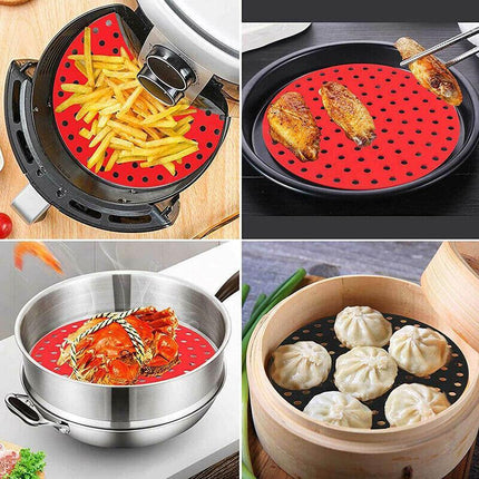 Reusable Air Fryer Liners Non-Stick Silicone Air Fryer Basket Mat Round AU Stock - Aimall