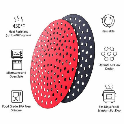 Reusable Air Fryer Liners Non-Stick Silicone Air Fryer Basket Mat Round AU Stock - Aimall
