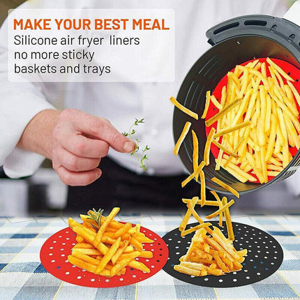 Reusable Air Fryer Liners Non-Stick Silicone Air Fryer Basket Mat Round AU Stock - Aimall