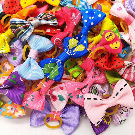 20PCS Pet Small Dog Hair Bows Rubber Bands Puppy Cat Grooming Accessory Set AU - Aimall