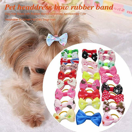 20PCS Pet Small Dog Hair Bows Rubber Bands Puppy Cat Grooming Accessory Set AU - Aimall