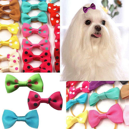 20PCS Pet Small Dog Hair Bows Rubber Bands Puppy Cat Grooming Accessory Set AU - Aimall