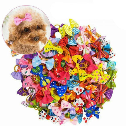 20PCS Pet Small Dog Hair Bows Rubber Bands Puppy Cat Grooming Accessory Set AU - Aimall