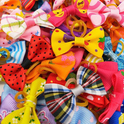 20PCS Pet Small Dog Hair Bows Rubber Bands Puppy Cat Grooming Accessory Set AU - Aimall