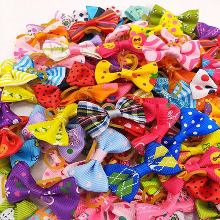 20PCS Pet Small Dog Hair Bows Rubber Bands Puppy Cat Grooming Accessory Set AU - Aimall