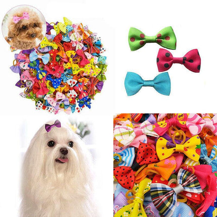 20PCS Pet Small Dog Hair Bows Rubber Bands Puppy Cat Grooming Accessory Set AU - Aimall
