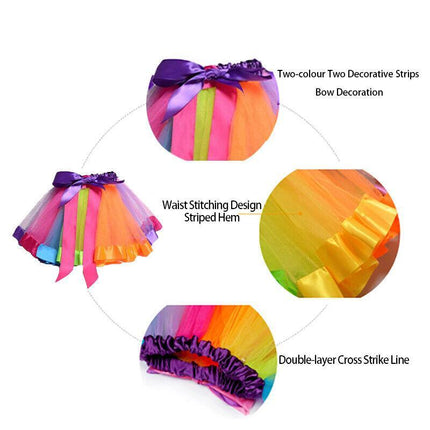 Adult Girl Rainbow Tutu Skirt Princess Dressup Party Costume Ballet Dancewear AU - Aimall