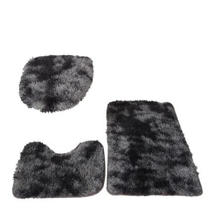 AntiSlip Washable 3pc Bathroom Mat Set Fluffy Toilet Cover Pedestal Rug Bath Mat - Aimall