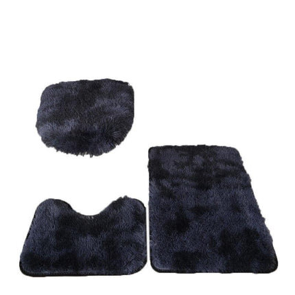 AntiSlip Washable 3pc Bathroom Mat Set Fluffy Toilet Cover Pedestal Rug Bath Mat - Aimall