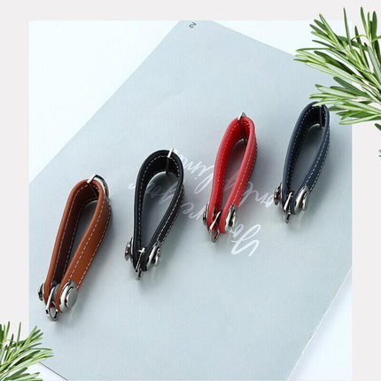 Men Leather Smart Key Holder Organizer Clip Compact Folder Keychain Black AU - Aimall