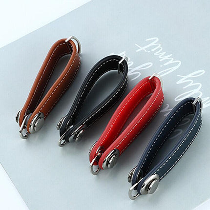 Men Leather Smart Key Holder Organizer Clip Compact Folder Keychain Black AU - Aimall