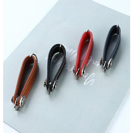 Men Leather Smart Key Holder Organizer Clip Compact Folder Keychain Black AU - Aimall