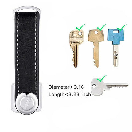 Men Leather Smart Key Holder Organizer Clip Compact Folder Keychain Black AU - Aimall