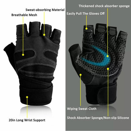 AOLIKES Weight Lifting Gloves Gym Bodybuilding Fitness Workout Cycling Crossfit - Aimall