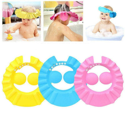 ADJUSTABLE BABY SHOWER CAP KIDS BATH SHAMPOO SHIELD WASH HAIR HAT EAR COVERS AU - Aimall