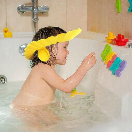 ADJUSTABLE BABY SHOWER CAP KIDS BATH SHAMPOO SHIELD WASH HAIR HAT EAR COVERS AU - Aimall