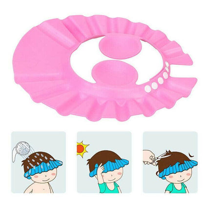 ADJUSTABLE BABY SHOWER CAP KIDS BATH SHAMPOO SHIELD WASH HAIR HAT EAR COVERS AU - Aimall