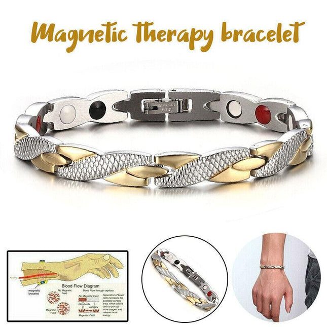 Mens Women Bracelet Magnetic Healing Bio Therapy Arthritis Pain Relief Bangle AU - Aimall