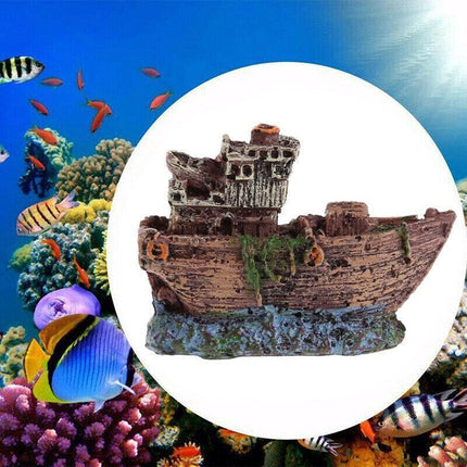 Aquarium Fish Tank Boat Ornament Pirate Ships Resin Landscape Underwater Decor - Aimall