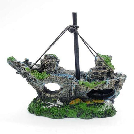 Aquarium Fish Tank Boat Ornament Pirate Ships Resin Landscape Underwater Decor - Aimall