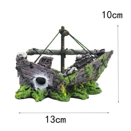 Aquarium Fish Tank Boat Ornament Pirate Ships Resin Landscape Underwater Decor - Aimall