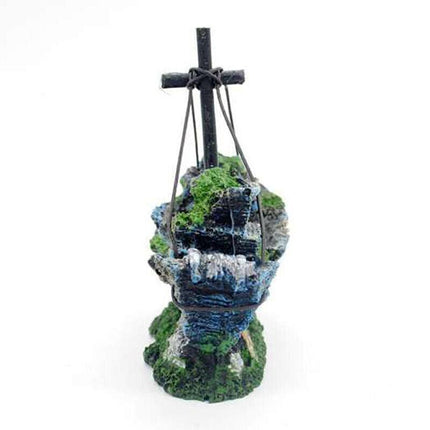 Aquarium Fish Tank Boat Ornament Pirate Ships Resin Landscape Underwater Decor - Aimall