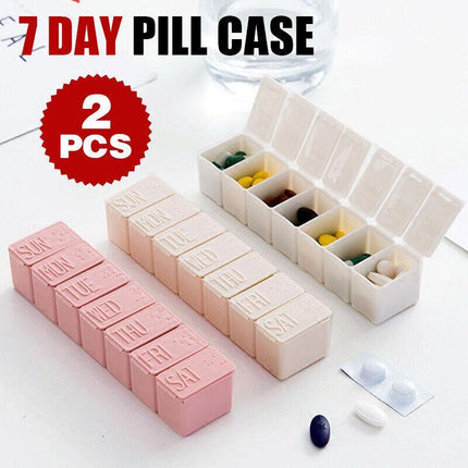 2X 7 Day Weekly Pill Box Medicine Tablet Organizer Dispenser Container Case - Aimall